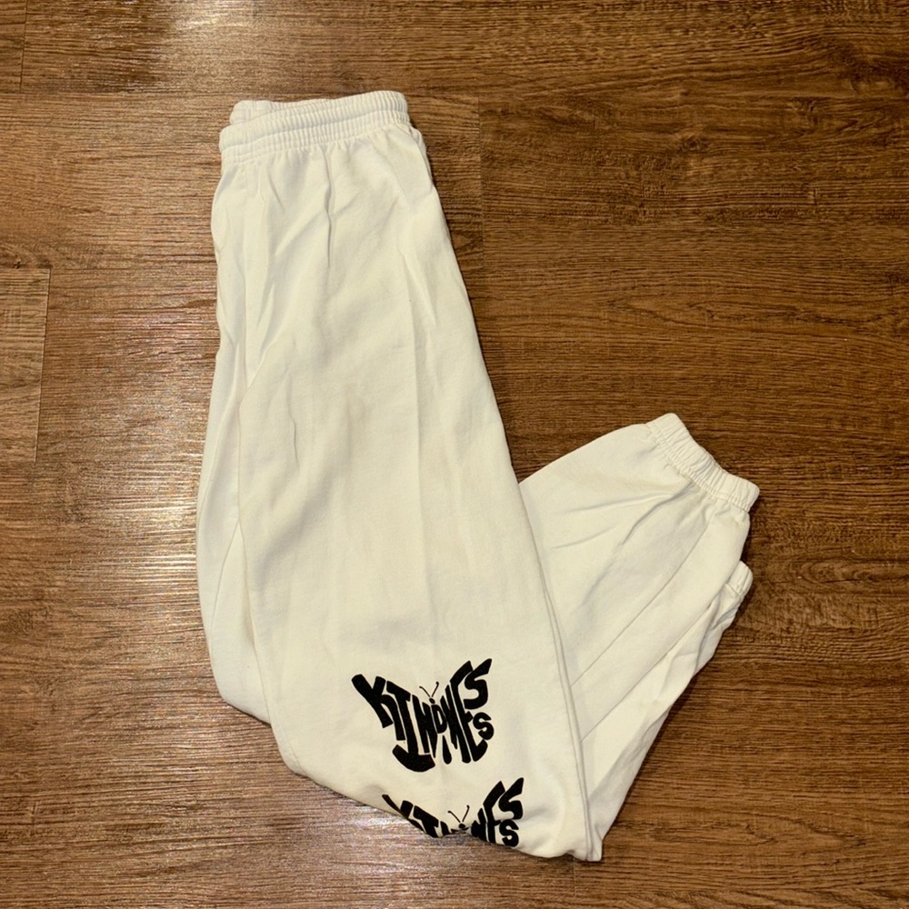 Urban Outfitters White Sweatpants with Black Graphic